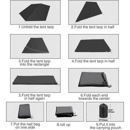  REDCAMP Hammock Rain Fly Waterproof and Lightweight, 10/12ft Tent Tarp for Camping Backpacking Hiking, Black/Green