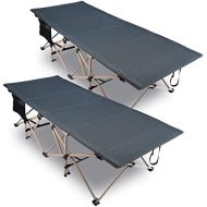 REDCAMP Oversized Folding Camping Cots for Adults 500lbs, Double Layer Oxford Strong Heavy Duty Extra Wide & Large Sleeping Cots，Dark Grey 2-Pack