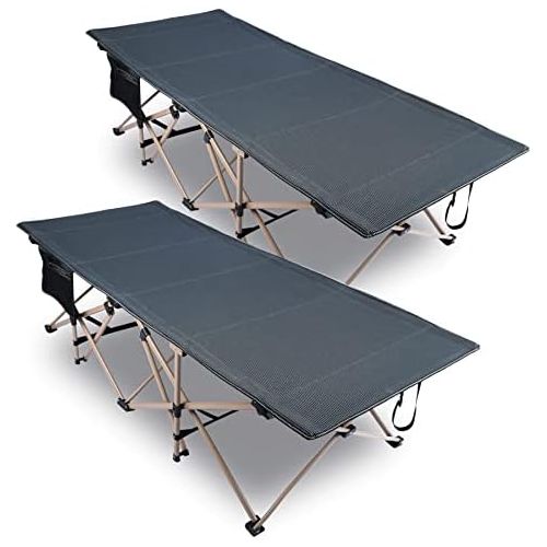  REDCAMP Oversized Folding Camping Cots for Adults 500lbs, Double Layer Oxford Strong Heavy Duty Extra Wide & Large Sleeping Cots，Dark Grey 2-Pack