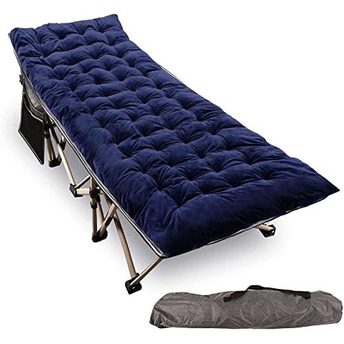  REDCAMP Folding Camping Cots with Thicker Cot Pads for Adults 500lbs, Double Layer Oxford Strong Heavy Duty Wide Sleeping Cots for Camp Office Use, Portable with Carry Bag