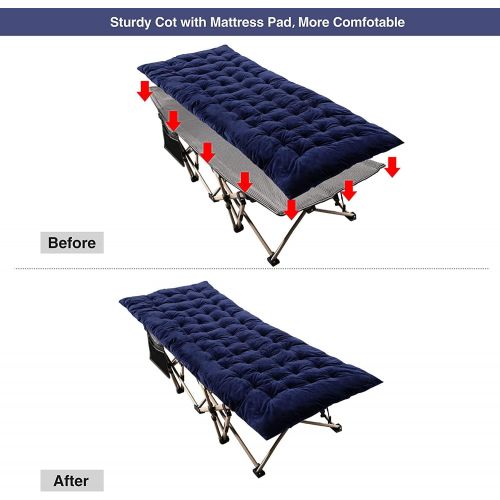  REDCAMP Folding Camping Cots with Thicker Cot Pads for Adults 500lbs, Double Layer Oxford Strong Heavy Duty Wide Sleeping Cots for Camp Office Use, Portable with Carry Bag