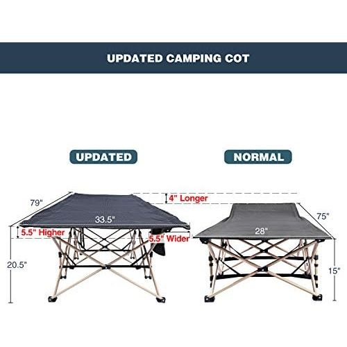  REDCAMP Oversized Folding Camping Cot for Adults 500lbs, Large Heavy Duty Extra Wide Sleeping Cots Portable for Camp Office Use, Gray 79x33.5