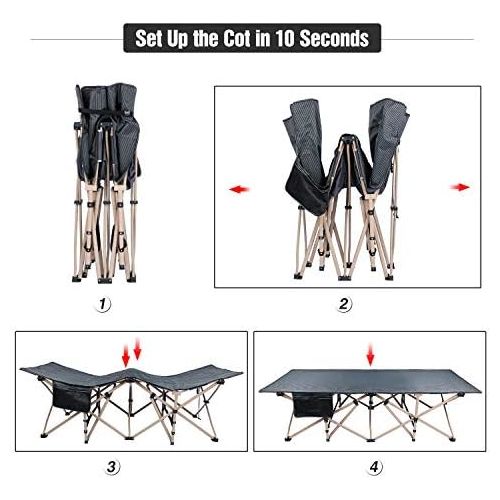 REDCAMP Oversized Folding Camping Cot for Adults 500lbs, Large Heavy Duty Extra Wide Sleeping Cots Portable for Camp Office Use, Gray 79x33.5