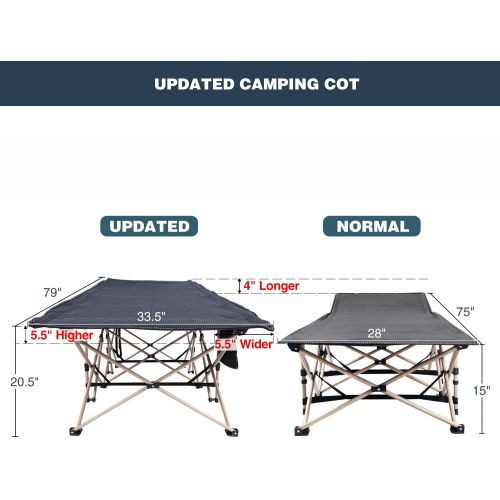  REDCAMP Oversized Folding Camping Cot for Adults 500lbs, Large Heavy Duty Extra Wide Sleeping Cots Portable for Camp Office Use, Gray 79x33.5