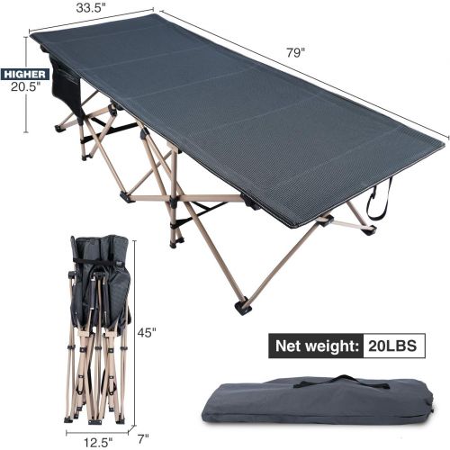  REDCAMP Oversized Folding Camping Cot for Adults 500lbs, Large Heavy Duty Extra Wide Sleeping Cots Portable for Camp Office Use, Gray 79x33.5