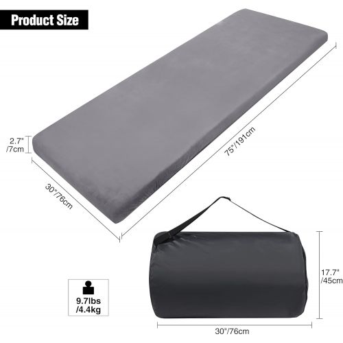  REDCAMP Camping Memory Foam Mattress, Portable Roll Up Travel Mattress Sleeping Pad with Carry Bag for Floor, Grey 75x30/75x38