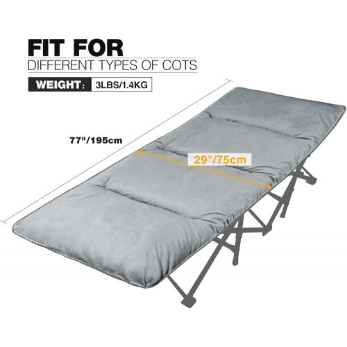  REDCAMP Cot Pads for Camping, Soft Comfortable Cotton Sleeping Cot Mattress Pad 75x29, Grey and Navy Blue