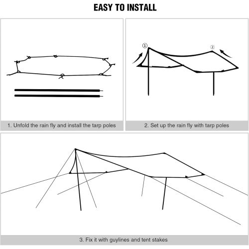  REDCAMP Camping Tent Tarp with Poles, 4-6 Person PU 3000mm Lightweight Awning Canopy Sun Shelter for Outdoor