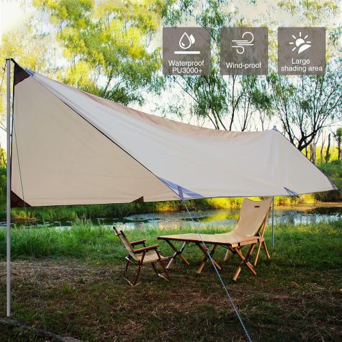  REDCAMP Camping Tent Tarp with Poles, 4-6 Person PU 3000mm Lightweight Awning Canopy Sun Shelter for Outdoor