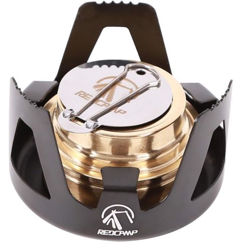  REDCAMP Mini Alcohol Stove for Backpacking, Lightweight Brass Spirit Burner with Aluminium Stand for Camping Hiking