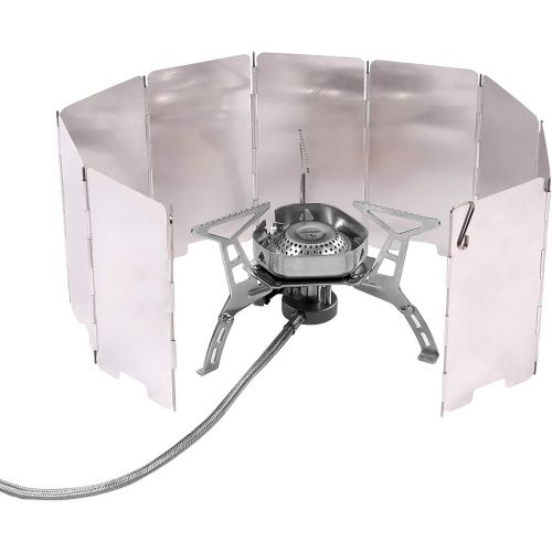  REDCAMP Folding Outdoor Stove Windscreen, 8/9/10/12 Plates Aluminum Camping Stove Windshield with Carrying Bag, Lightweight Butane Burner Windshield