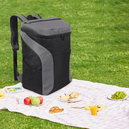  REDCAMP Insulated Cooler Backpack, 25/26 Cans Leakproof Cooler Bag Lightweight for Hiking Camping Black/Gray
