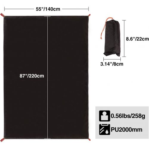  REDCAMP Ultralight Tent Footprint, 55-116x87-118 PU 2000 Waterproof Camping Tent Tarp with Drawstring Carrying Bag for Ground Camping Hiking