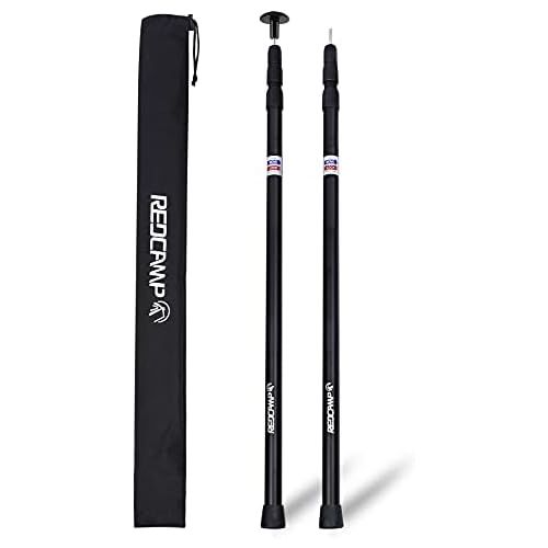  REDCAMP Aluminum Tarp Poles Heavy Duty and Adjustable, Set of 2, 35-90/75-86 Telescoping Lightweight Tent Poles for Tarp, Silver New/Silver New-4 Section