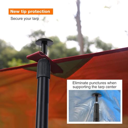  REDCAMP Aluminum Tarp Poles Heavy Duty and Adjustable, Set of 2, 35-90/75-86 Telescoping Lightweight Tent Poles for Tarp, Silver New/Silver New-4 Section