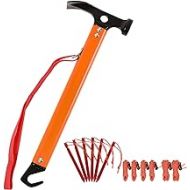 REDCAMP Aluminum Camping Hammer with Hook, 12 Portable Lightweight Multi-Functional Tent Stake Hammer for Outdoor,Black/Red/Orange/Blue
