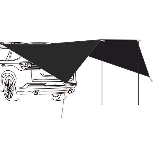  REDCAMP Lightweight Camping Tarp Sun Shelter with Tarp Poles and Suction Cup, Waterproof Car Awning Sun Shade Awning Canopy Set for Backpacking Hiking Camping