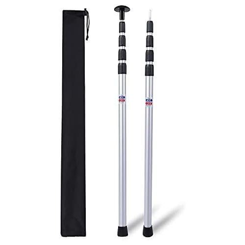  REDCAMP Aluminum Tarp Poles Heavy Duty and Adjustable, Set of 2, 35-90/75-86 Telescoping Lightweight Tent Poles for Tarp, Silver New/Silver New-4 Section