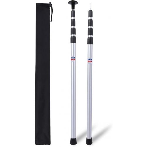  REDCAMP Aluminum Tarp Poles Heavy Duty and Adjustable, Set of 2, 35-90/75-86 Telescoping Lightweight Tent Poles for Tarp, Silver New/Silver New-4 Section