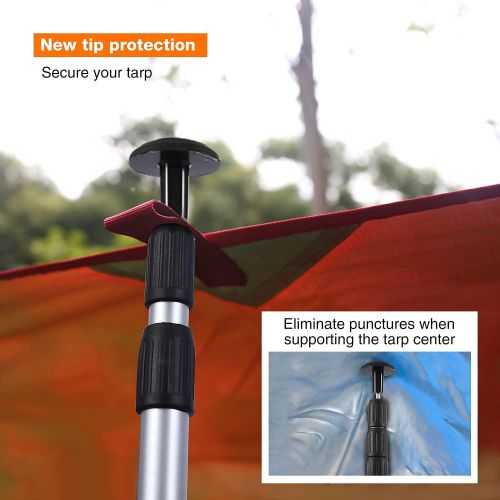  REDCAMP Aluminum Tarp Poles Heavy Duty and Adjustable, Set of 2, 35-90/75-86 Telescoping Lightweight Tent Poles for Tarp, Silver New/Silver New-4 Section
