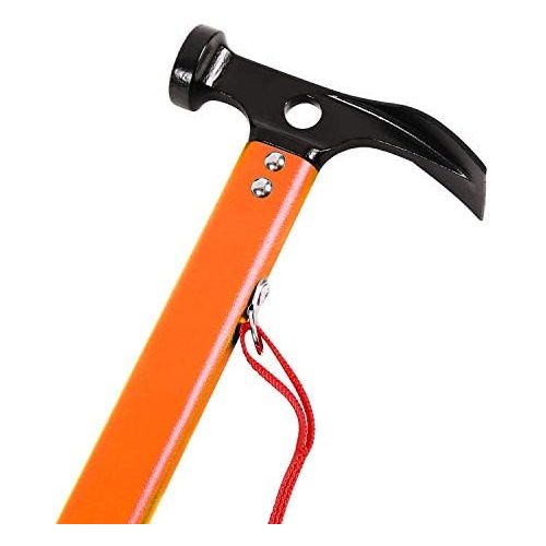  REDCAMP Aluminum Camping Hammer with Hook, 12 Portable Lightweight Multi-Functional Tent Stake Hammer for Outdoor,Black/Red/Orange/Blue