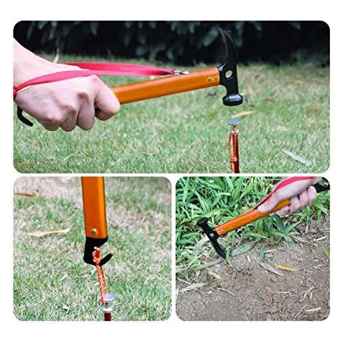  REDCAMP Aluminum Camping Hammer with Hook, 12 Portable Lightweight Multi-Functional Tent Stake Hammer for Outdoor,Black/Red/Orange/Blue