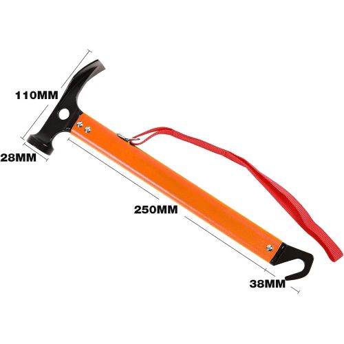  REDCAMP Aluminum Camping Hammer with Hook, 12 Portable Lightweight Multi-Functional Tent Stake Hammer for Outdoor,Black/Red/Orange/Blue