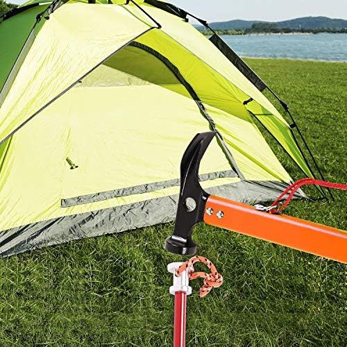  REDCAMP Aluminum Camping Hammer with Hook, 12 Portable Lightweight Multi-Functional Tent Stake Hammer for Outdoor,Black/Red/Orange/Blue