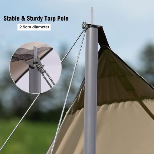  REDCAMP Camping Tent Tarp with Poles, 4-6 Person PU 3000mm Lightweight Awning Canopy Sun Shelter for Outdoor, Picnic, Hammock