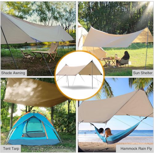  REDCAMP Camping Tent Tarp with Poles, 4-6 Person PU 3000mm Lightweight Awning Canopy Sun Shelter for Outdoor, Picnic, Hammock