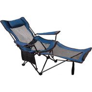 REDCAMP Camping Chair with Foot Rest, Heavy Duty Folding Camp Chairs for Adults 250 lbs, Lightweight Portable for Outdoor,Blue with Fabric Back