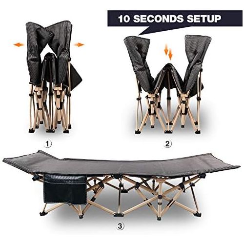  REDCAMP Folding Camping Cots for Adults 500lbs, Double Layer Oxford Strong Heavy Duty Wide Sleeping Cots for Camp Office Use, Portable with Carry Bag