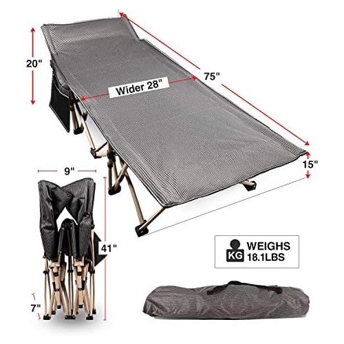  REDCAMP Folding Camping Cots for Adults 500lbs, Double Layer Oxford Strong Heavy Duty Wide Sleeping Cots for Camp Office Use, Portable with Carry Bag
