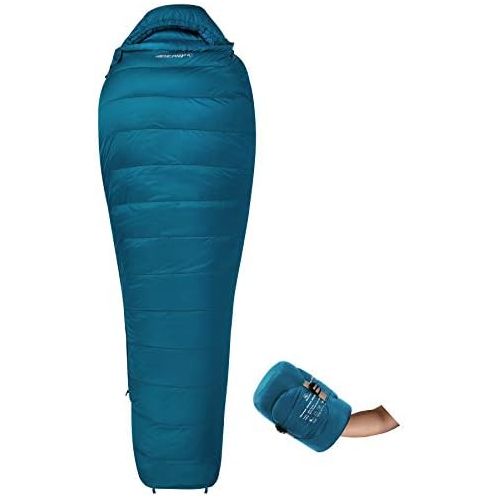  REDCAMP Mummy Goose Down Sleeping Bag Ultralight for Backpacking, 59 Degree F 800 Fill 3 Season Sleeping Bag for Camping Hiking, Cyan