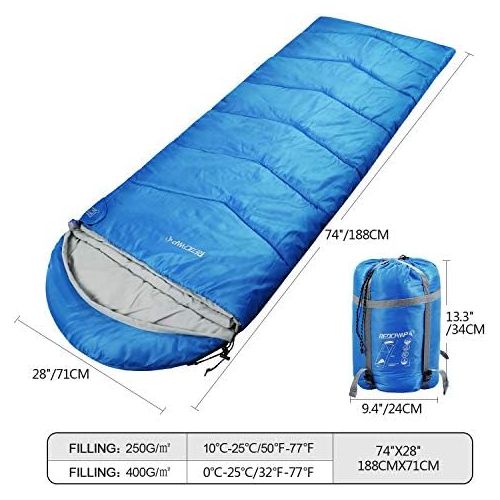  REDCAMP Kids Sleeping Bag for Camping, 32-77 Degree 3 Season Warm or Cold Weather Fit Boys, Girls & Teens Blue/Rose Red