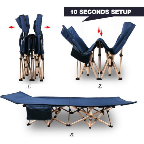  [아마존베스트]REDCAMP Folding Camping Cots for Adults 500lbs, Double Layer Oxford Strong Heavy Duty Wide Sleeping Cots for Camp Office Use, Portable with Carry Bag