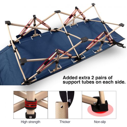  [아마존베스트]REDCAMP Folding Camping Cots for Adults 500lbs, Double Layer Oxford Strong Heavy Duty Wide Sleeping Cots for Camp Office Use, Portable with Carry Bag