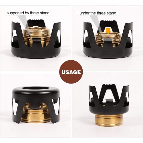  REDCAMP Mini Alcohol Stove for Backpacking, Lightweight Brass Spirit Burner with Aluminium Stand for Camping Hiking