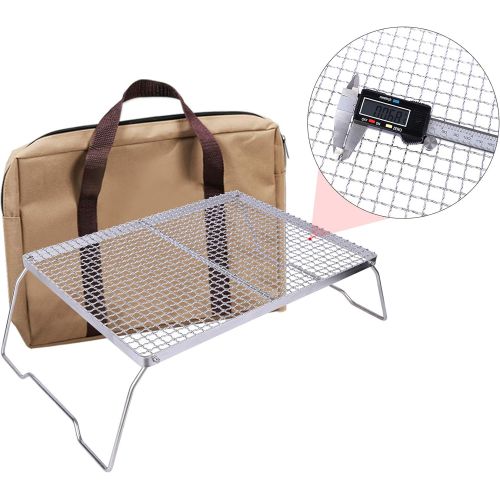  REDCAMP Folding Campfire Grill 304 Stainless Steel Grate, Heavy Duty Portable Camping Grill with Legs Carrying Bag, Medium/Large Mesh