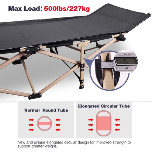  REDCAMP Folding Camping Cots for Adults Heavy Duty, 28 Extra Wide Sturdy Portable Sleeping Cot for Camp Office Use, Black