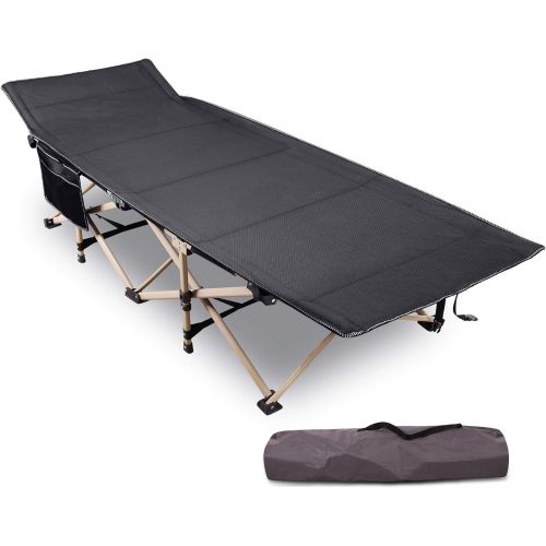  REDCAMP Folding Camping Cots for Adults Heavy Duty, 28 Extra Wide Sturdy Portable Sleeping Cot for Camp Office Use, Black