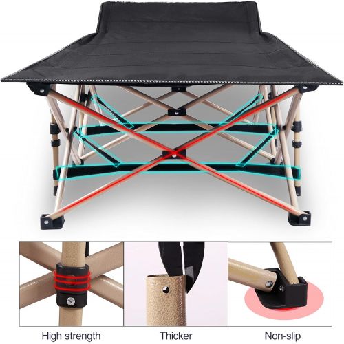  REDCAMP Folding Camping Cots for Adults Heavy Duty, 28 Extra Wide Sturdy Portable Sleeping Cot for Camp Office Use, Black