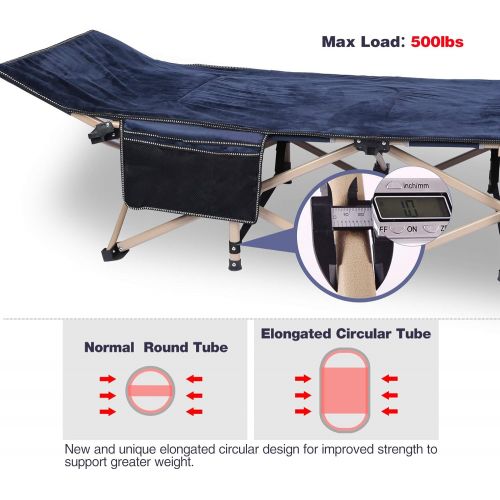  REDCAMP Folding Camping Cot with Pad for Adults, Heavy Duty Sleeping Cot Bed with Carry Bag, Travel Camp Cots Portable for Outdoor Home Office, Blue