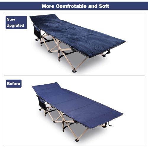  REDCAMP Folding Camping Cot with Pad for Adults, Heavy Duty Sleeping Cot Bed with Carry Bag, Travel Camp Cots Portable for Outdoor Home Office, Blue