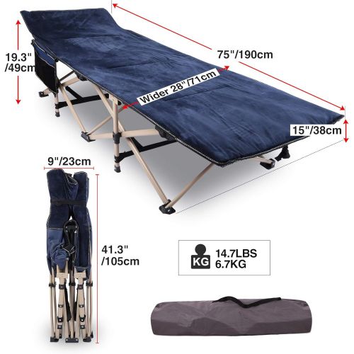  REDCAMP Folding Camping Cot with Pad for Adults, Heavy Duty Sleeping Cot Bed with Carry Bag, Travel Camp Cots Portable for Outdoor Home Office, Blue