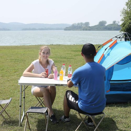  REDCAMP Small Folding Camping Table, 2ft Portable Aluminum Outdoor Folding Table Camp Table Adjustable Height Lightweight for Picnic Cooking Beach