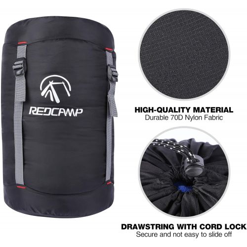  REDCAMP Nylon Compression Stuff Sack, 10L/17L/27L/40L Lightweight Sleeping Bag Compression Sack Great for Backpacking, Hiking and Camping,Blue/Yellow/Army Green/Black