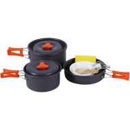 REDCAMP 12/13/17/22 PCS Camping Cookware Set with Kettle, Lightweight Backpacking Cookset for 2-5 Persons, Anodized Aluminum Compact Camping Pots and Pans Set