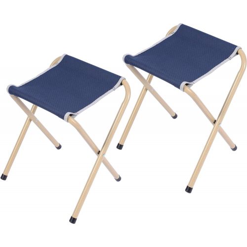  REDCAMP 2-Pack Folding Camp Stools for Adults, 15/16.5inch Tall Sturdy Heavy Duty Portable Camping Stools for Fishing Sitting, Hold Heavy People, Black Gray Blue