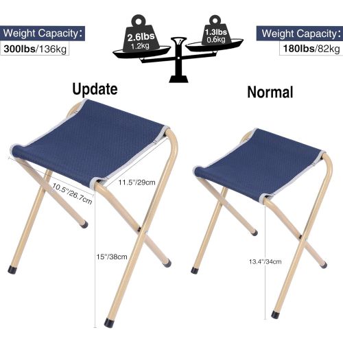  REDCAMP 2-Pack Folding Camp Stools for Adults, 15/16.5inch Tall Sturdy Heavy Duty Portable Camping Stools for Fishing Sitting, Hold Heavy People, Black Gray Blue